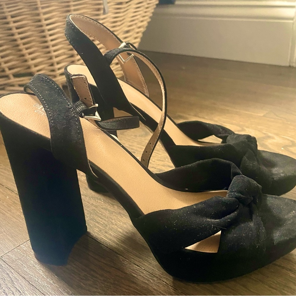 Black suede platform heels Sandals